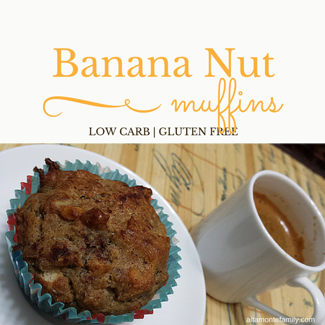 low carb gluten free breakfast recipe - banana walnut muffins