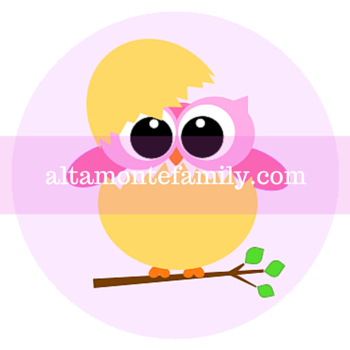 Just Hatched Baby Pink Owl Printable Label