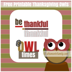 Be Thankful At Owl Times - Free Printable Thanksgiving Owls 2015