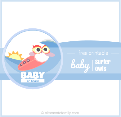 Free Printable Baby Announcement Surfer Owl Labels Altamonte Family