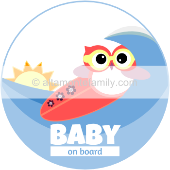 Free Printable Baby Announcement Surfer Owl Labels
