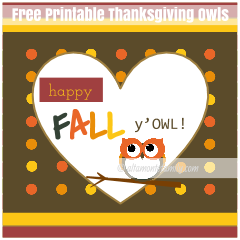 Happy Fall Yowl - Free Printable Thanksgiving Owls 2015