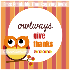 Owlways Give Thanks - Free Printable Thanksgiving Owls 2015