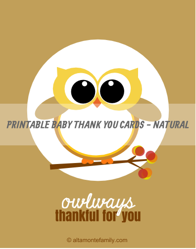 Printable Baby Thank you Cards - Thanksgiving Natural 
