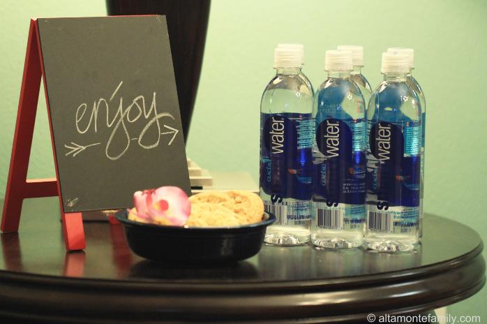 Make guests feel welcome with smartwater and cookies
