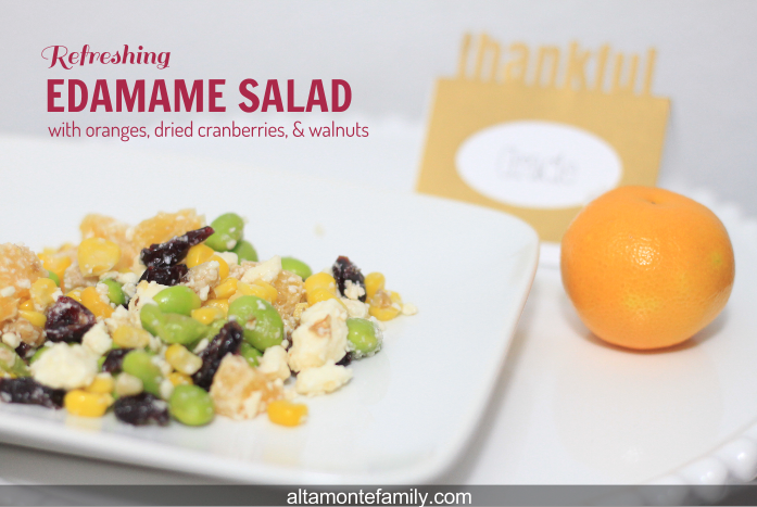 Refreshing Edamame Salad with Dried Cranberries Oranges and Walnuts