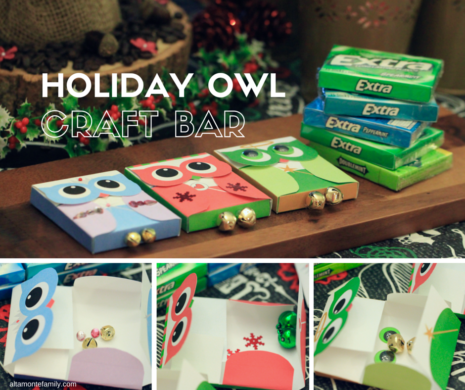 Holiday Owl Craft Bar plus Free Printable Gum Wrappers