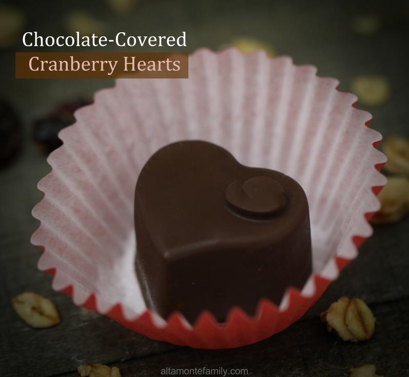 Chocolate Covered Cranberry Hearts for Valentines Day