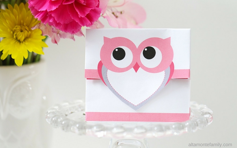 Free Printable Owl - Pink Valentine Treat Bag