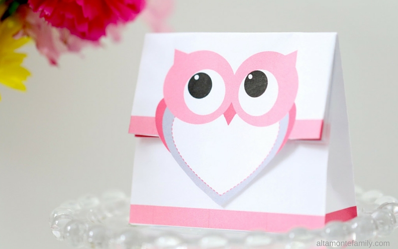 Free Printable Treat Bag - Pink Heart Owl