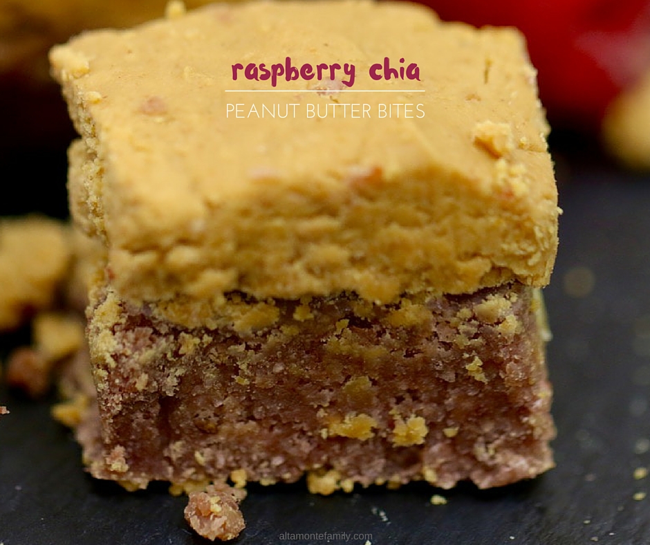 Raspberry Chia Peanut Butter Snack Bites