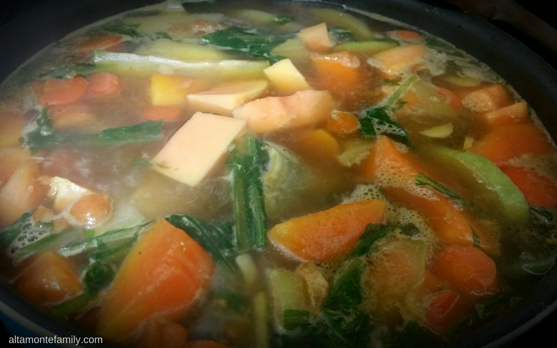 Chayote Papaya Ginger Soup with Dandelion Leaves