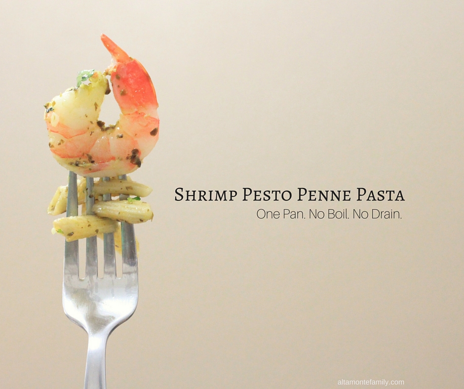 One Pan Shrimp Pesto Penne Pasta