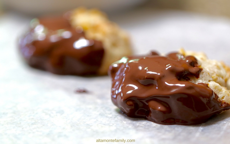 Chocolate Dipped Honey Almond Cookies Made With Breakfast Cereal