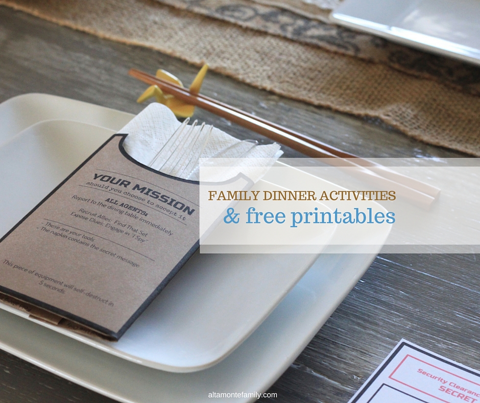 Free Printable Utensil Holders and Family Dinner Activities