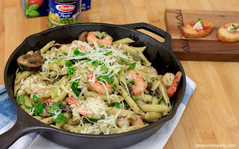 One Pan Shrimp Pesto Penne Pasta