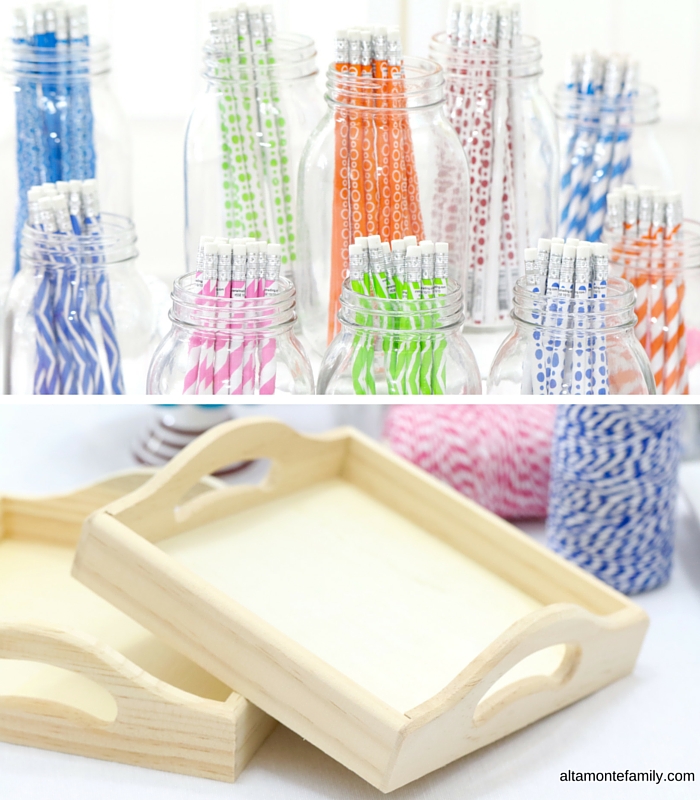 Oriental Trading Party Supplies - Colorful Pencils and Wooden Trays