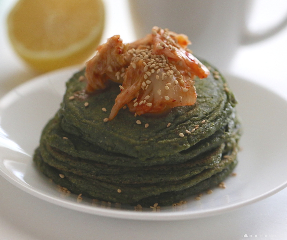 Savory Spirulina Pancakes - Green Protein Recipe