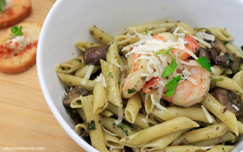 One-Pan Shrimp Pesto Penne Pasta - Barilla Pronto Pasta