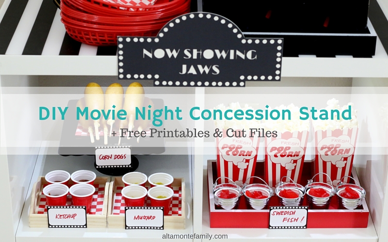 DIY Movie Night Concession Stand - Free Printables - Cricut Explore Cut Files