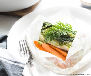 Halibut En Papillote with Carrot Top Pesto - Hungry Friday Feature - Altamonte Family