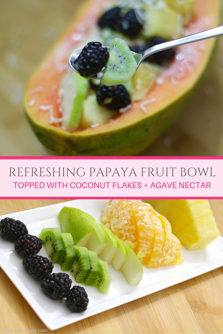 Tropical Papaya Fruit Salad Bowl - Coconut Flakes - Agave