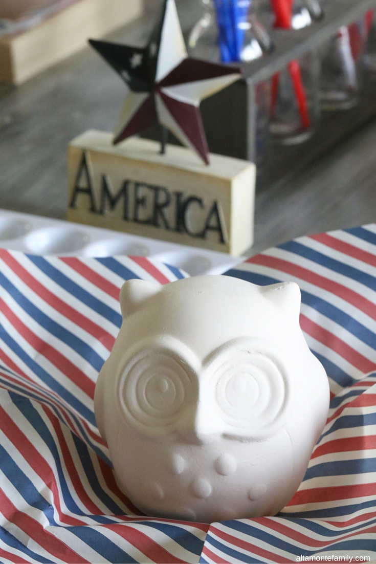 4th of July Crafts for Kids - Ceramic Owl Painting