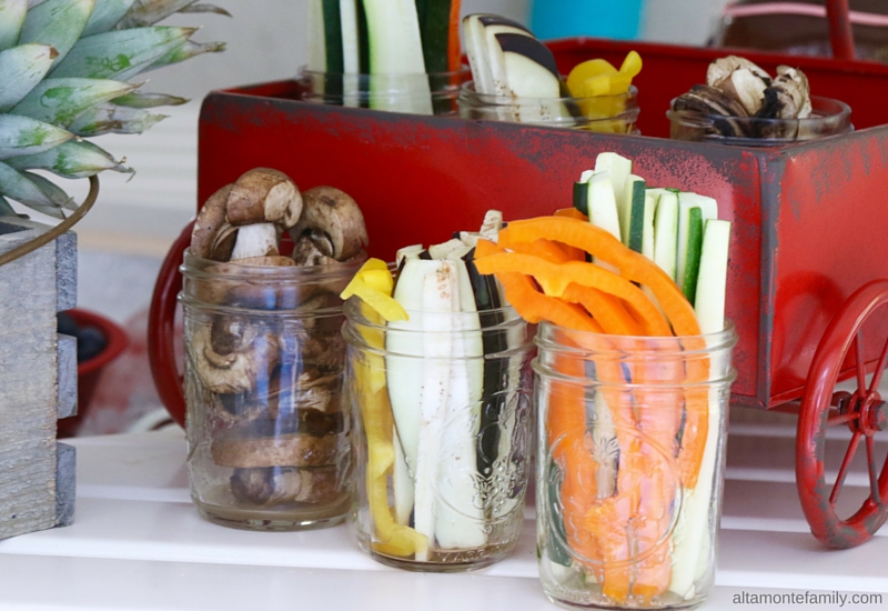 Farm To Table Party Ideas - Summer Vegetables in Mason Jars