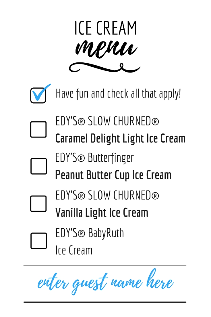 Free Printable Ice Cream Menu Card - Party Printables and Ideas