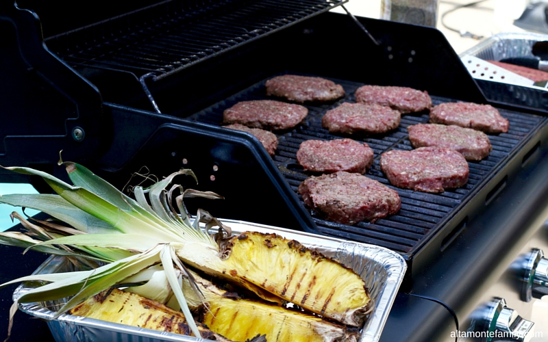 Grilled Pineapples and Hamburgers