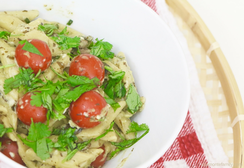 Vegetarian Pasta Recipe - Creamy Veggie Pesto Penne with Ricotta Cheese