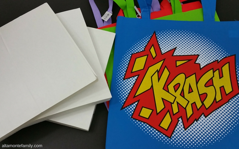 DIY Superhero Party Wall Decorations - Foamology and Repurposed Tote Bag