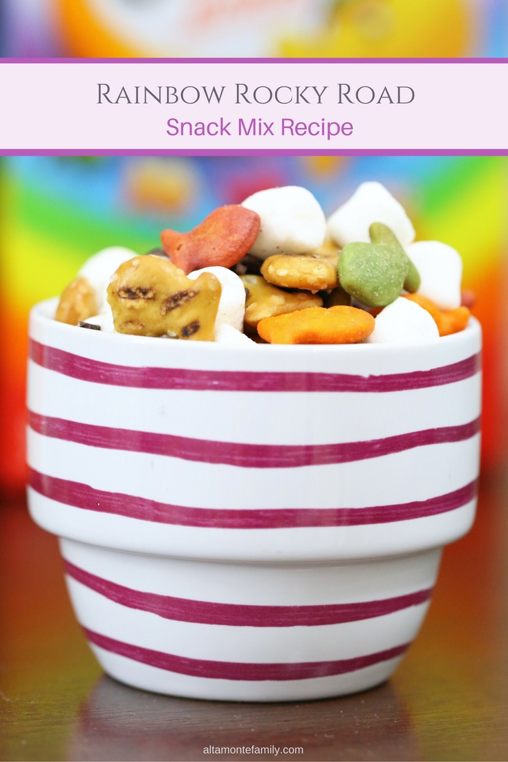 Rainbow Rocky Road Snack Mix Goldfish Cracker Recipe for Kids