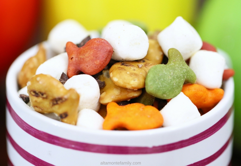 Rainbow Rocky Road Snack Mix Goldfish Crackers Recipe Ideas for Kids