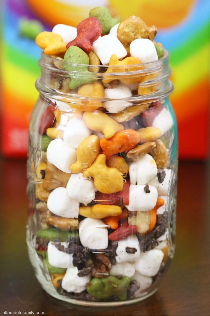 Rainbow Rocy Road Trail Mix - Goldfish Crackers Marshmallows Chocolate Recipe