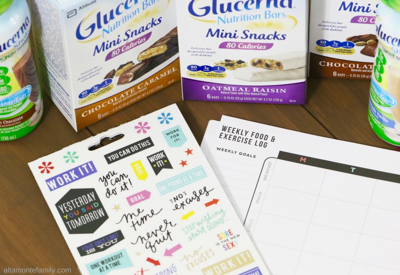 Fitness Planner Stickers - Weekly Food Exercise Log - Diabetes Management