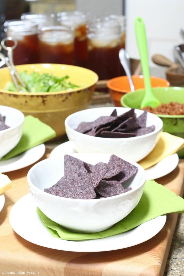 Taco Bar with Blue Corn Chips