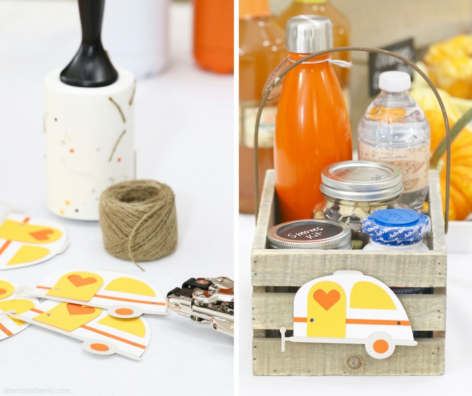 Cricut Explore Air Project Ideas - Vintage Camper Gift Basket Party Favor