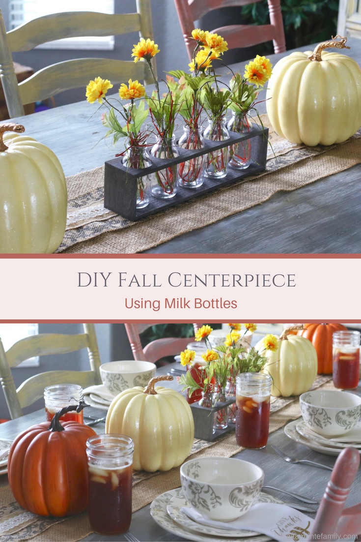 DIY Fall Centerpiece - Thanksgiving - Milk Bottles