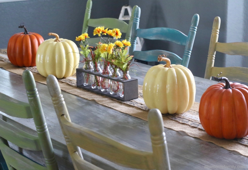 DIY Fall Centerpiece Using Milk Bottles