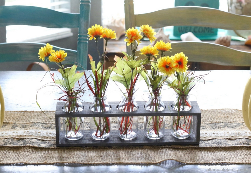 DIY Fall Centerpiece Made with Milk Bottles