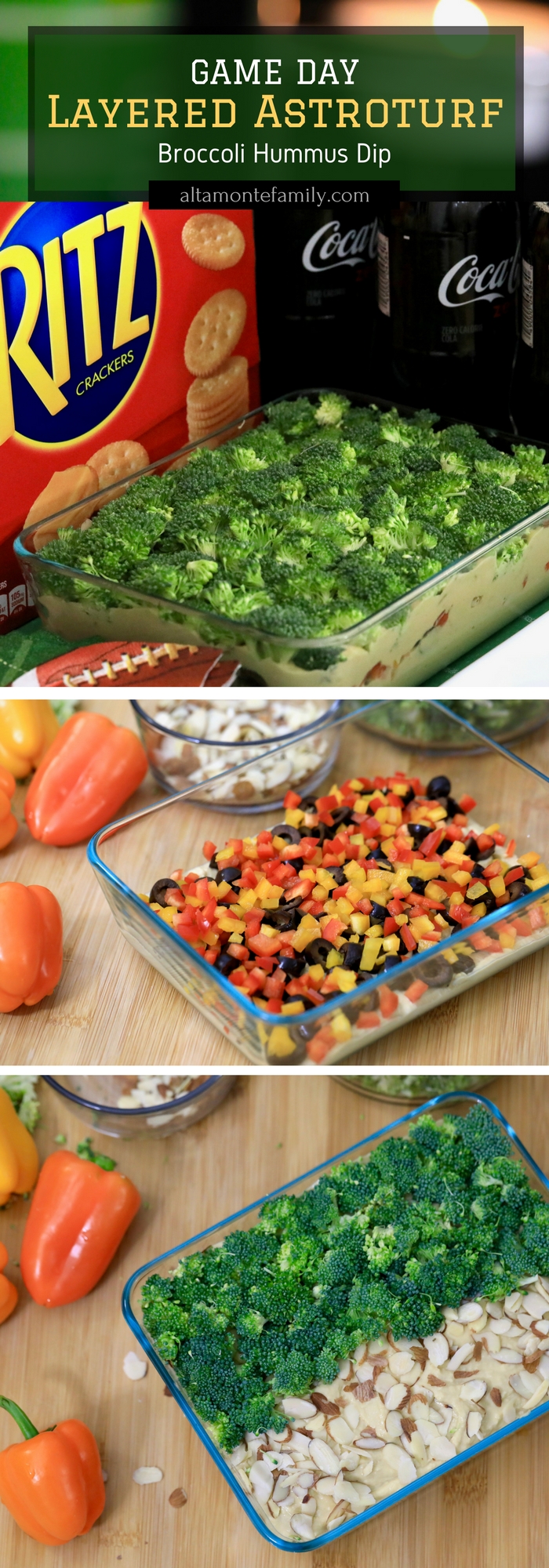 Game Day Appetizer - Layered Astroturf Broccoli Hummus Dip Recipe