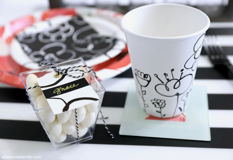 DIY Mothers Day Place Card Ideas - Spring Brunch - Poppies - Red White and Black Party Theme