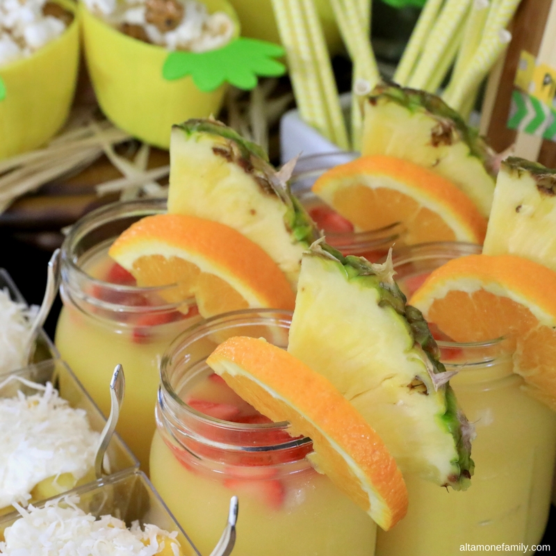 Luau Party Food Ideas - Hawaiian Drink and Decor - Mason Jar