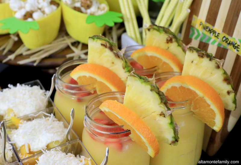 Luau Party Ideas - Hawaiian Food and Decor - Pineapple Orange Drinks