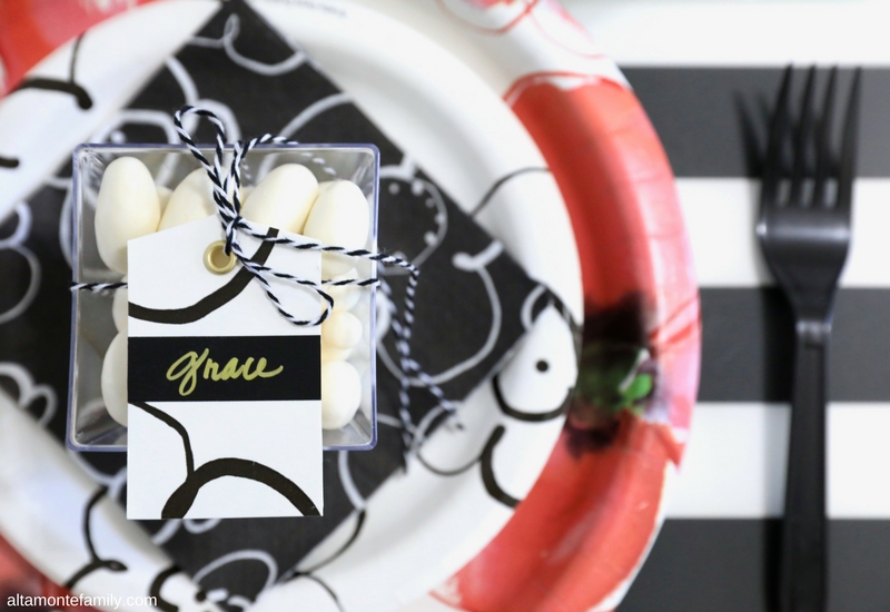 Mothers Day Spring Brunch Table Setting Ideas - Poppies - Red White and Black Theme