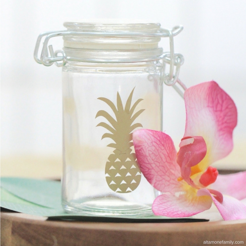 DIY Pineapple Gift Jars - Cricut Explore Air Vinyl Project Idea