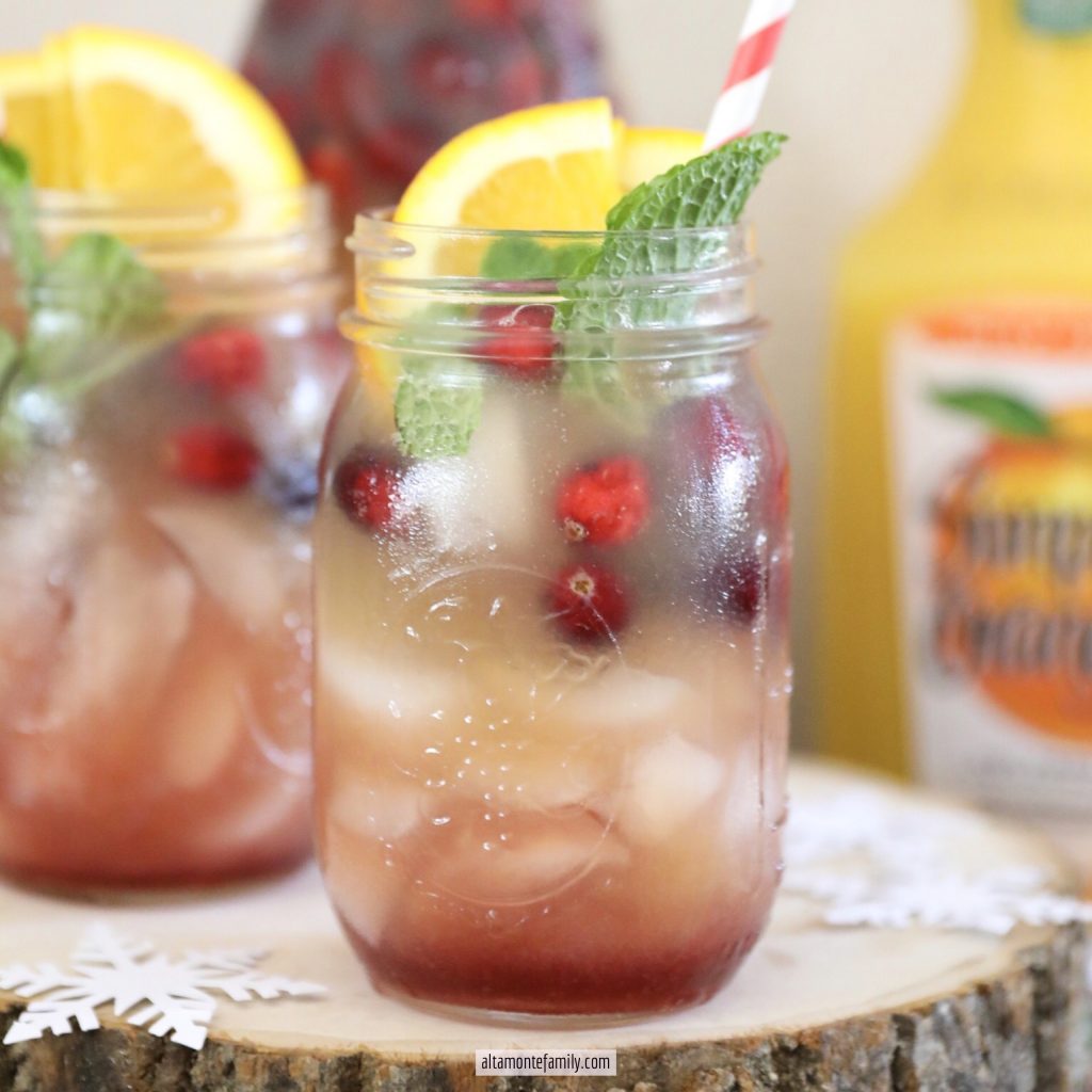 Christmas Party Drink Ideas - Non-Alcoholic Sparkling Cranberry Orange Punch Recipe