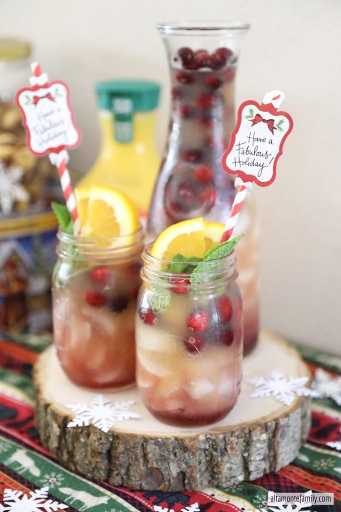 Easy Holidaiy Drink Recipe Sparkling Cranberry Orange Punch - Christmas Entertaining