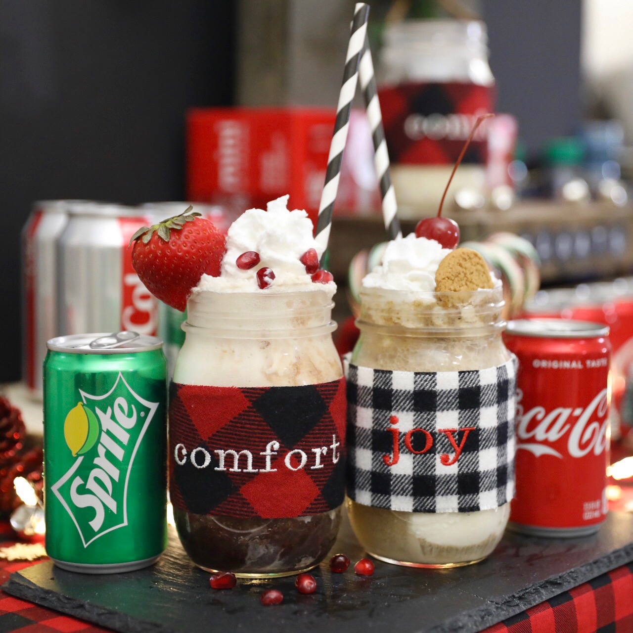 Christmas Ice Cream Float Recipes - Coke Float - Pomegranate Strawberry Ice Cream Float Recipe